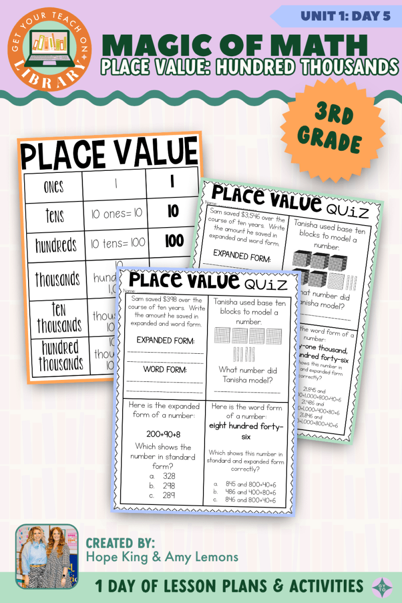 3rd Grade Magic of Math: Unit 1 Day 5 Place Value: Hundred Thousands - Shop GYTO - Get Your Teach On