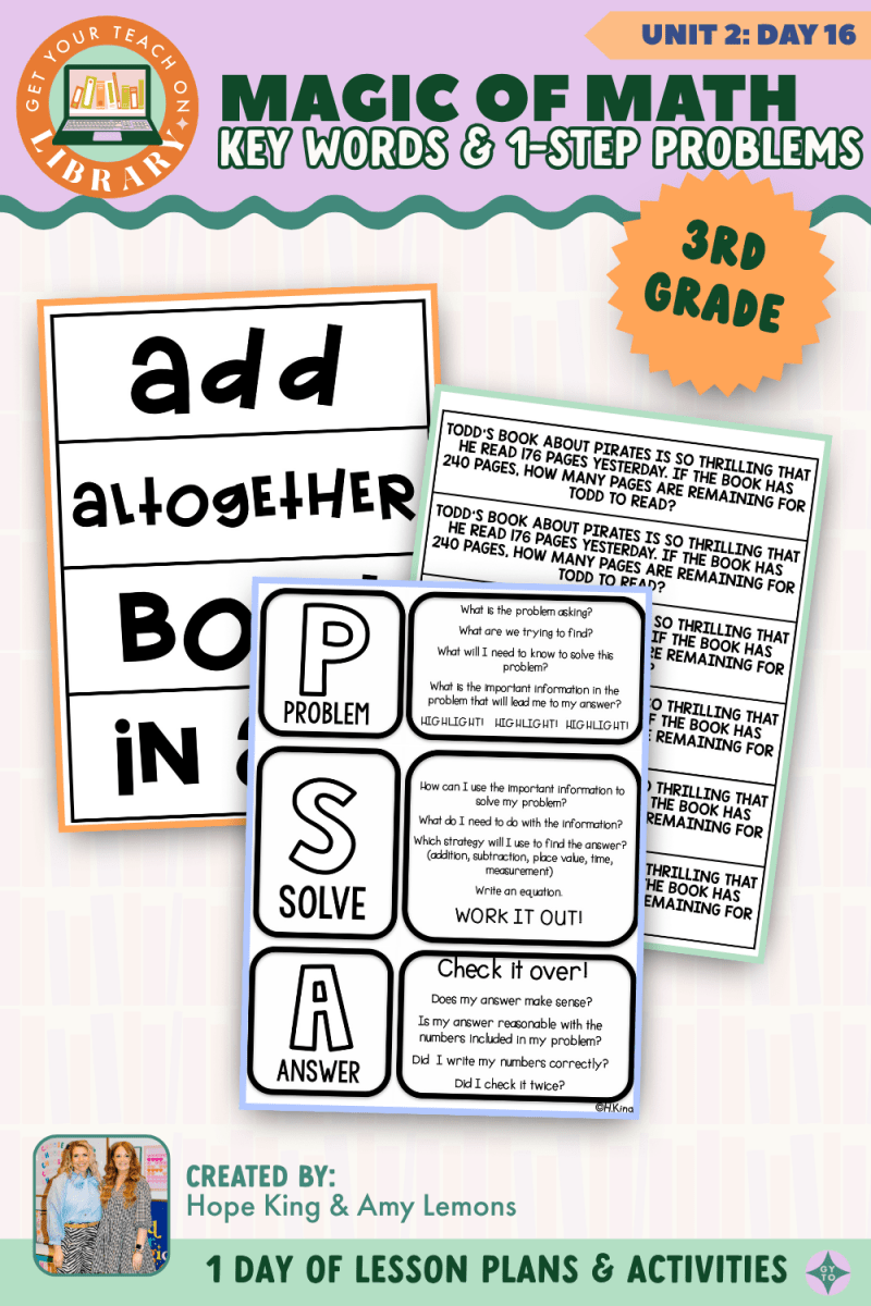 3rd Grade Magic of Math: Unit 2 Day 16 Key Words and 1-Step Problems - Shop GYTO - Get Your Teach On