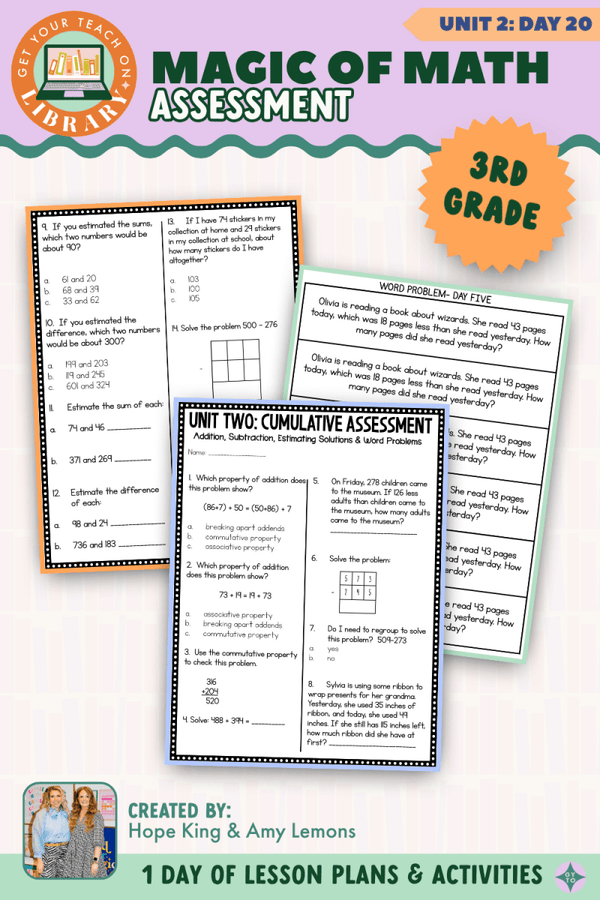 3rd Grade Magic of Math Unit 2 Day 20: Assessment – printable math lesson by Hope King, Amy Lemons and Get Your Teach On