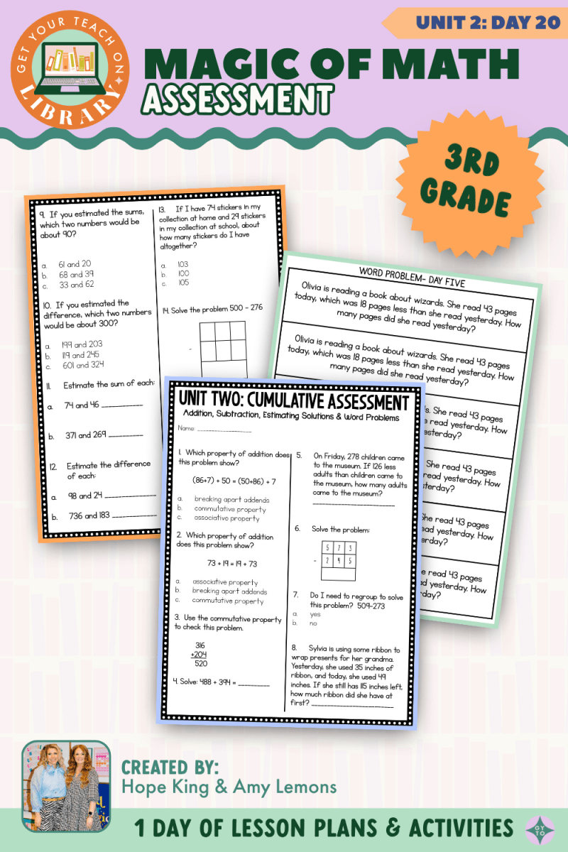 3rd Grade Magic of Math: Unit 2 Day 20 Assessment - Shop GYTO - Get Your Teach On