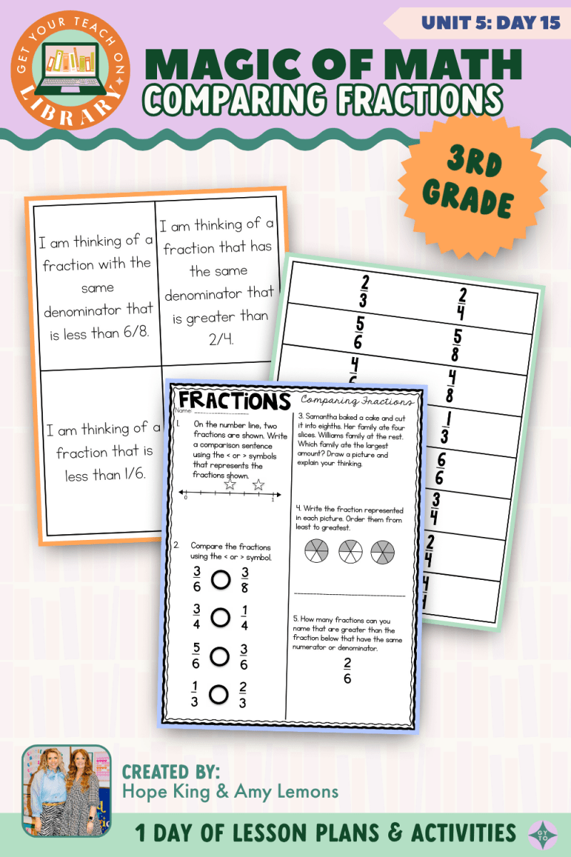 3rd Grade Magic of Math: Unit 5 Day 15 Comparing Fractions - Shop GYTO - Get Your Teach On