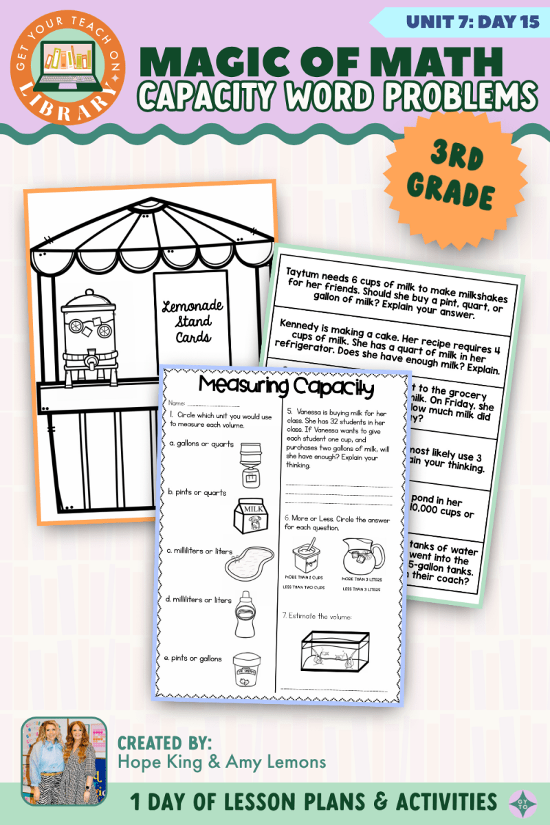 3rd Grade Magic of Math: Unit 7 Day 15 Capacity Word Problems - Shop GYTO - Get Your Teach On