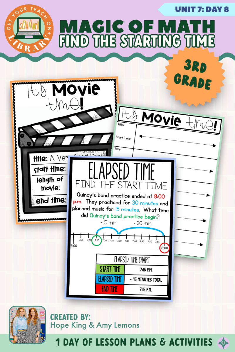 3rd Grade Magic of Math: Unit 7 Day 8 Find the Starting Time - Shop GYTO - Get Your Teach On