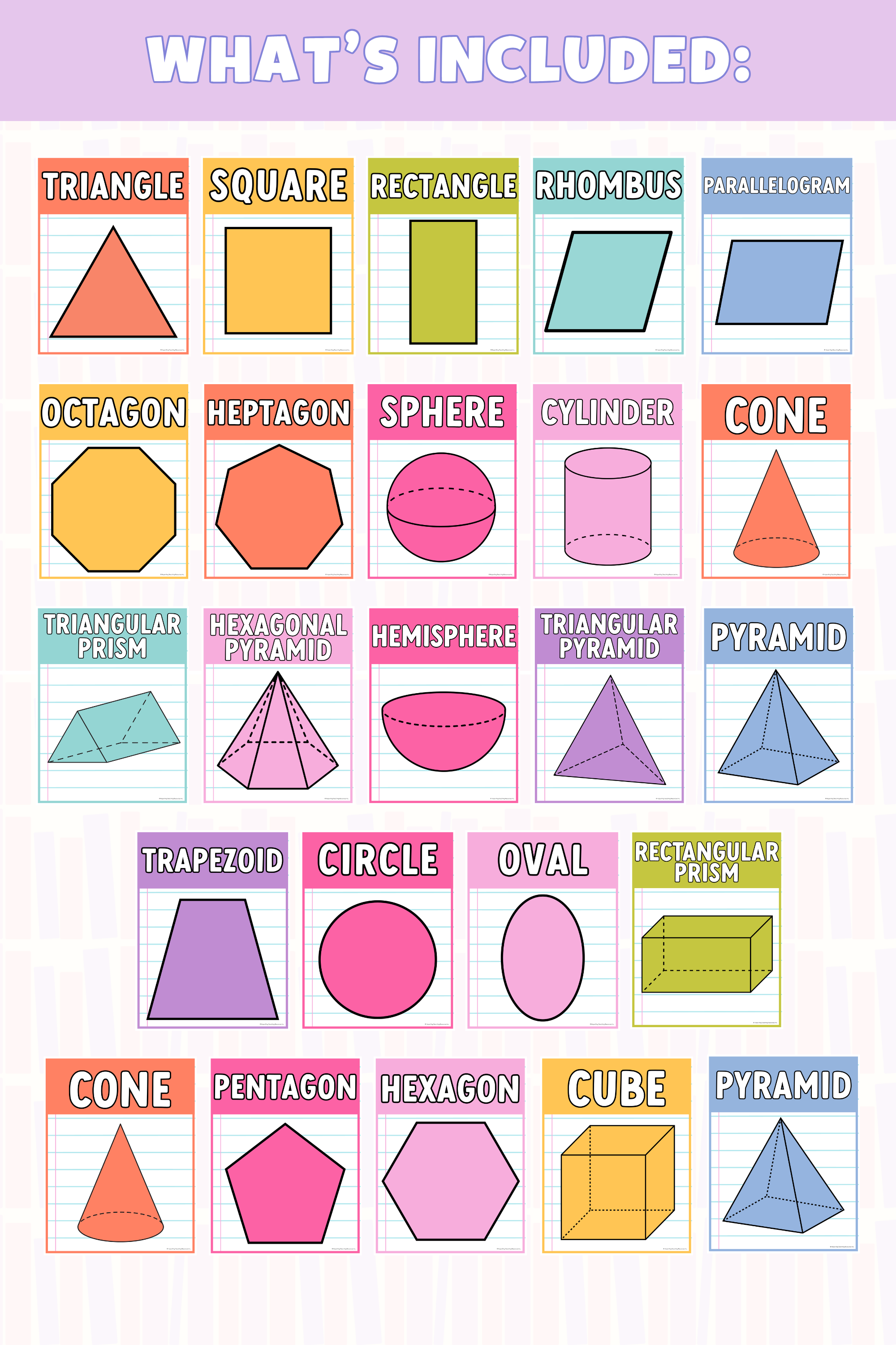 GYTO Classroom Decor: Shape Posters | 2D and 3D Shapes | Bright Classroom Decor