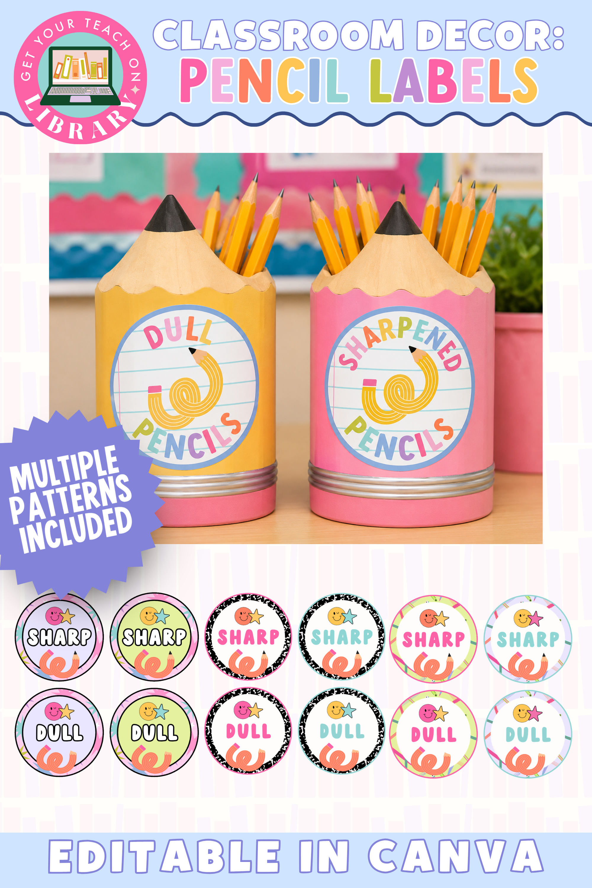 GYTO Classroom Decor: Sharp and Dull Pencil Labels | Classroom Management Tool | Bright Classroom Decor