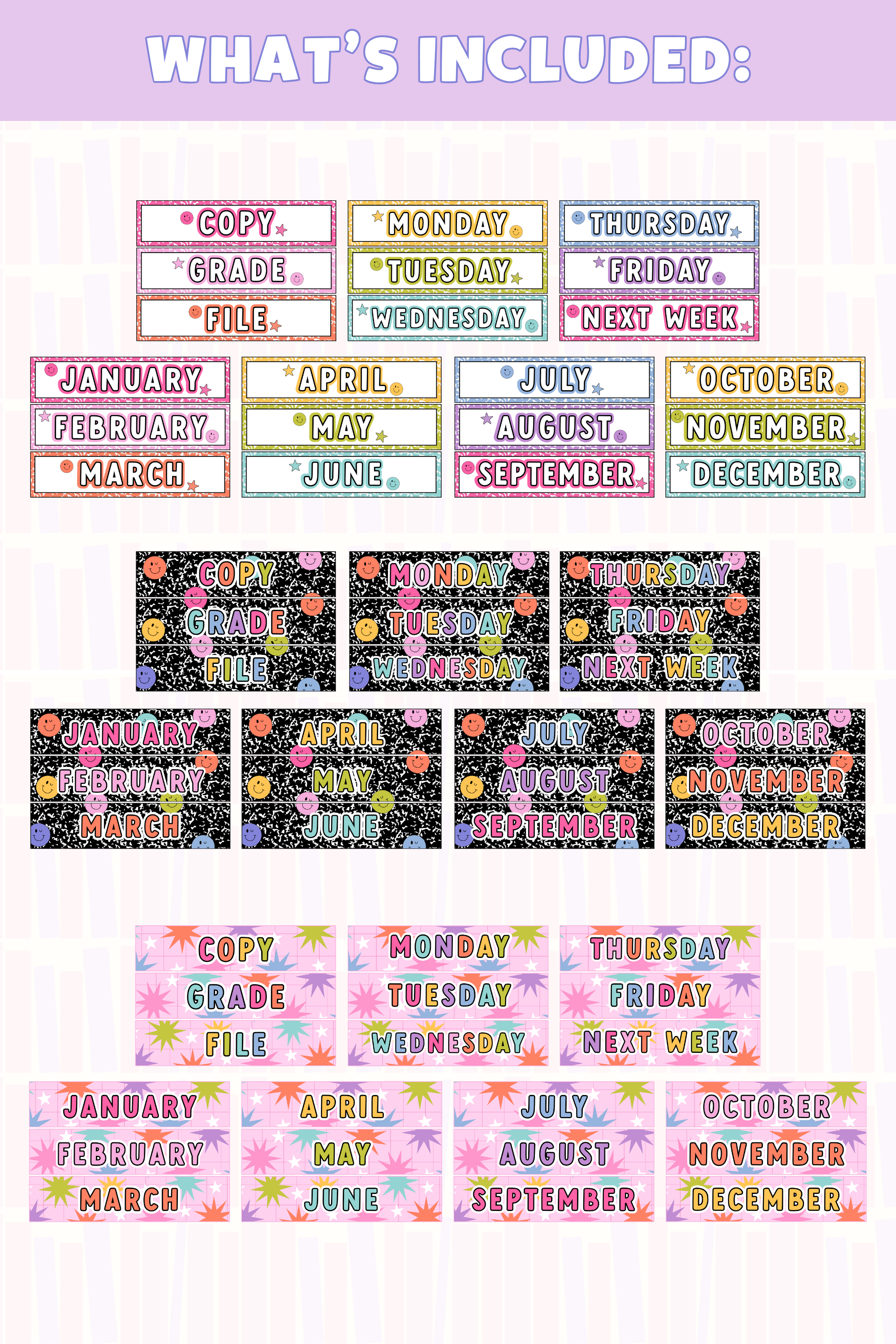 GYTO Classroom Decor: 3-Drawer Labels | Bright Classroom Decor