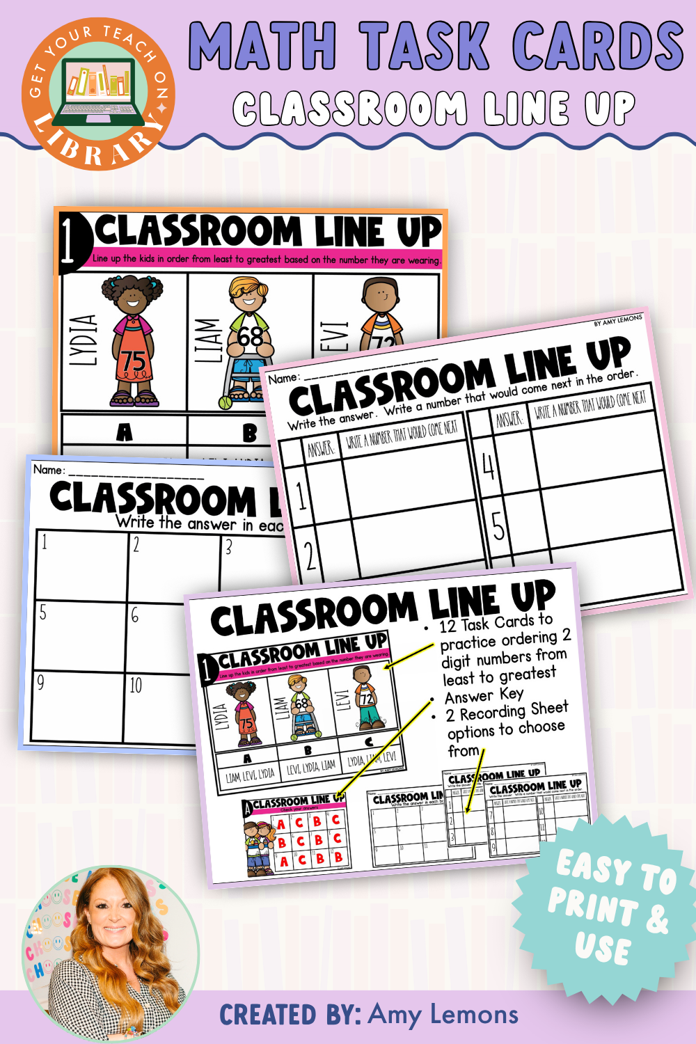 Back to School Math Task Cards: Classroom Line Up