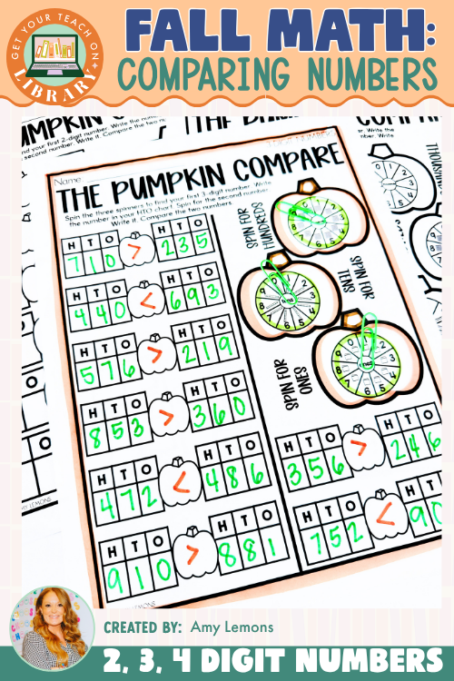 Fall Comparing Numbers | 2-Digit, 3-Digit & 4-Digit Numbers Place Value