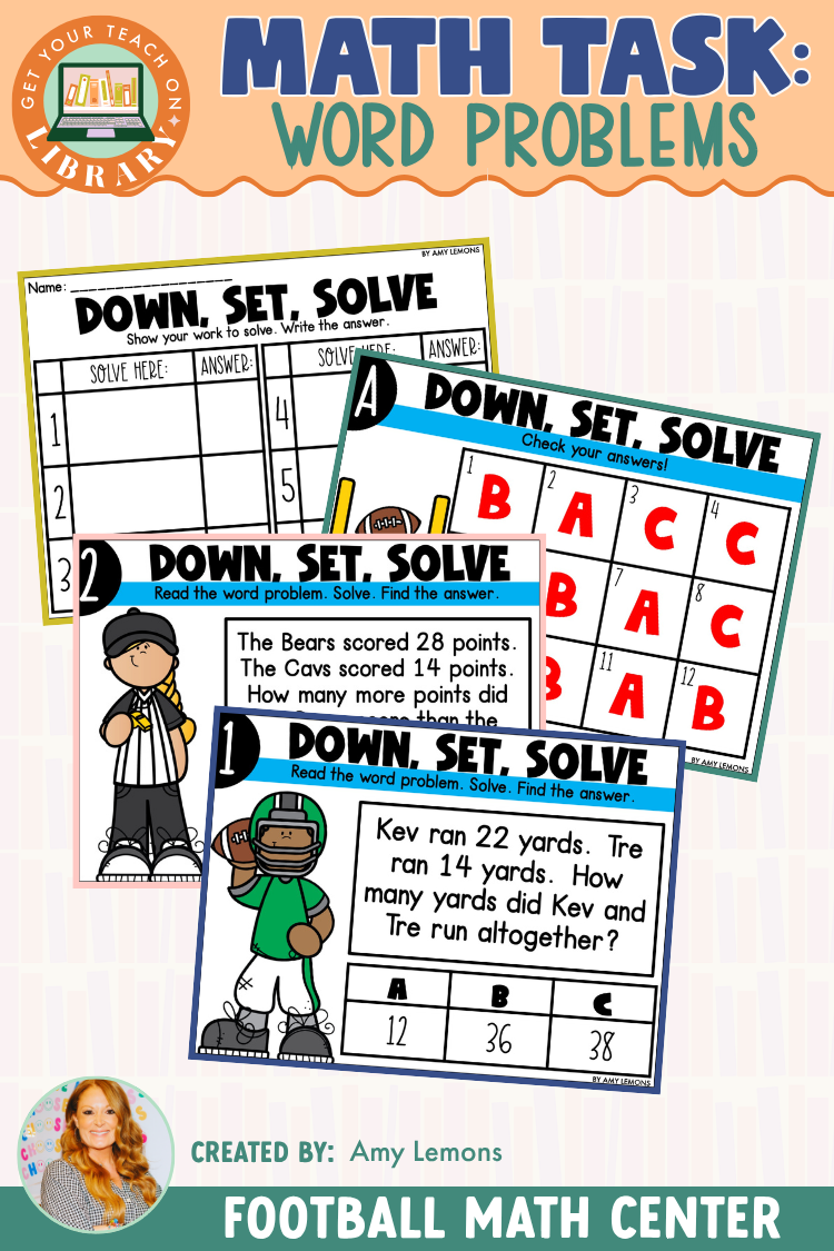 Math Task Cards: Football Word Problems