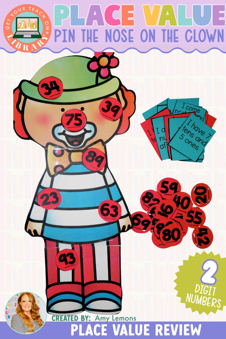 Two-Digit Place Value Party Matching Game: Pin the Nose on the Clown
