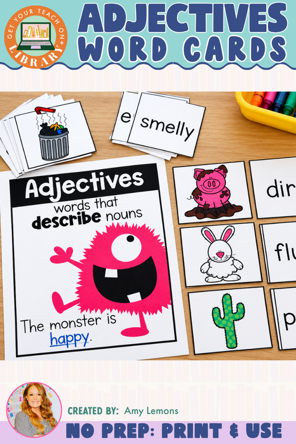 Adjectives Focus Poster and Picture Cards | Describing Words with Bubble Map