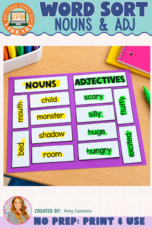 Nouns and Adjectives Sorting Activity | Grammar Word Sort
