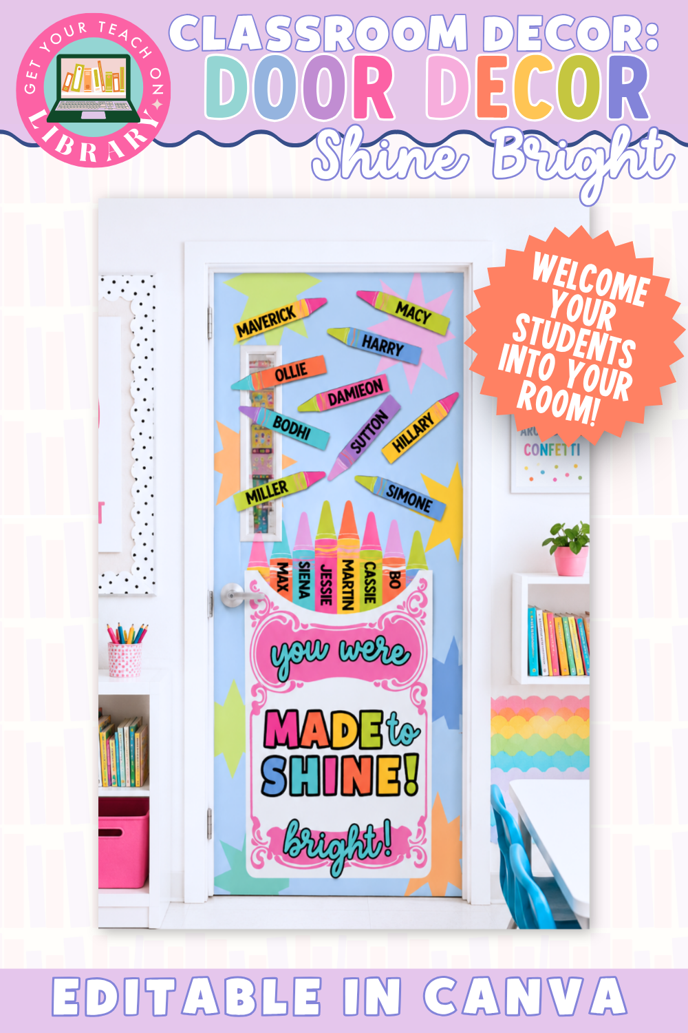 GYTO Classroom Decor: Shine Bright Door Decor | Bulletin Board Display | Bright Classroom Decor