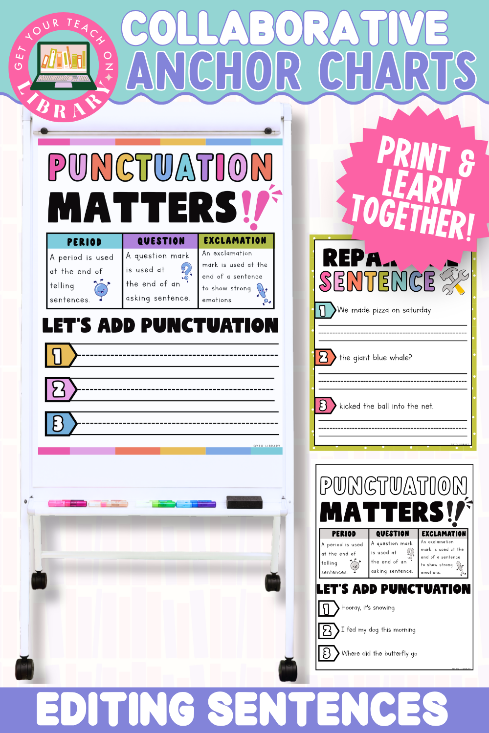 Collaborative Anchor Charts for Editing Sentences | Editable Writing Poster Templates