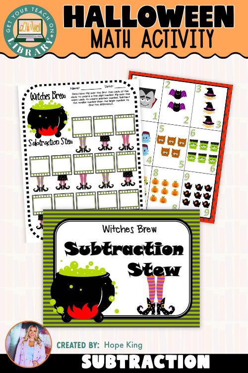 Halloween 2-Digit Subtraction Math Center | Witches Brew Subtraction Stew