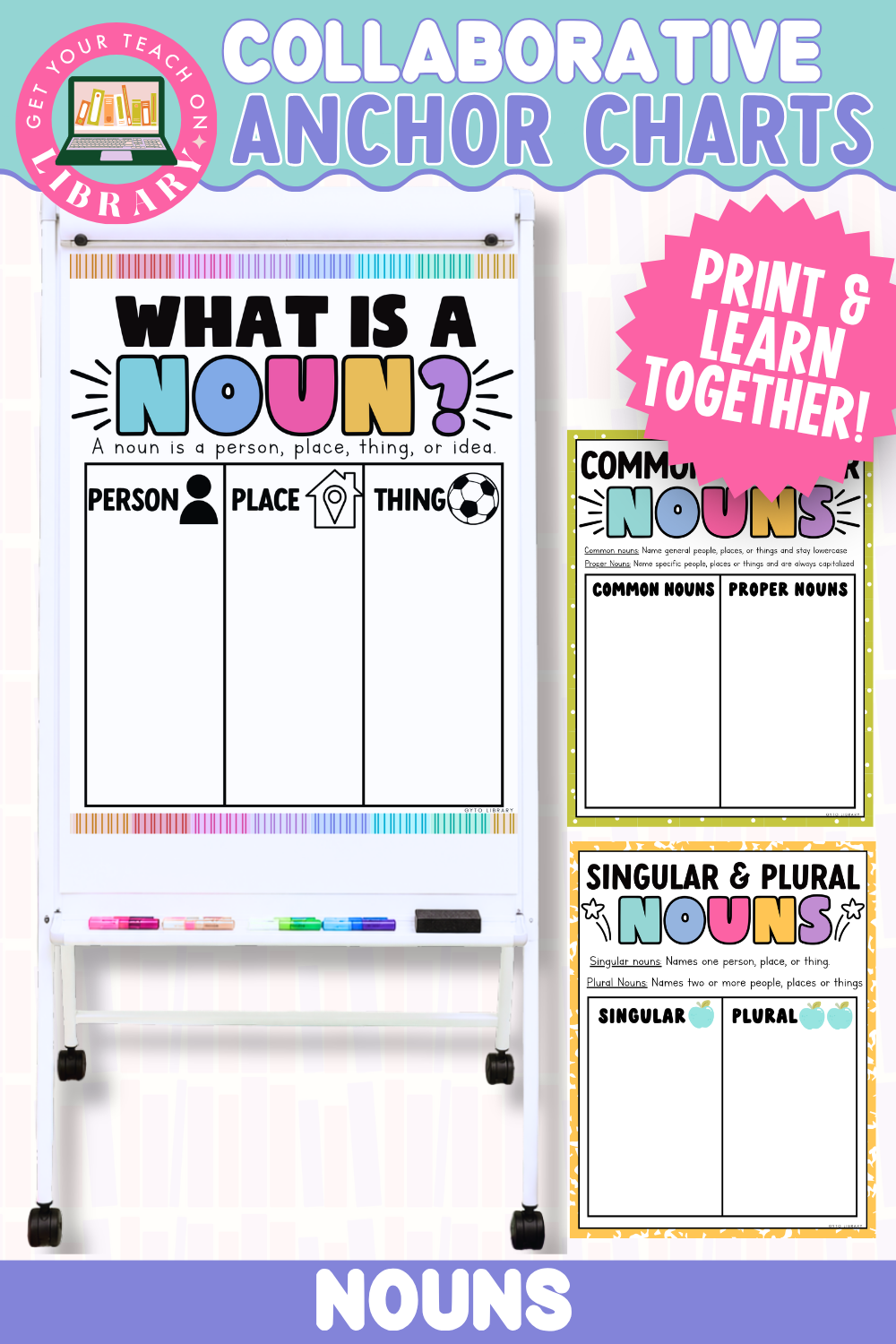 Collaborative Anchor Charts for Nouns | Editable Grammar Poster Templates