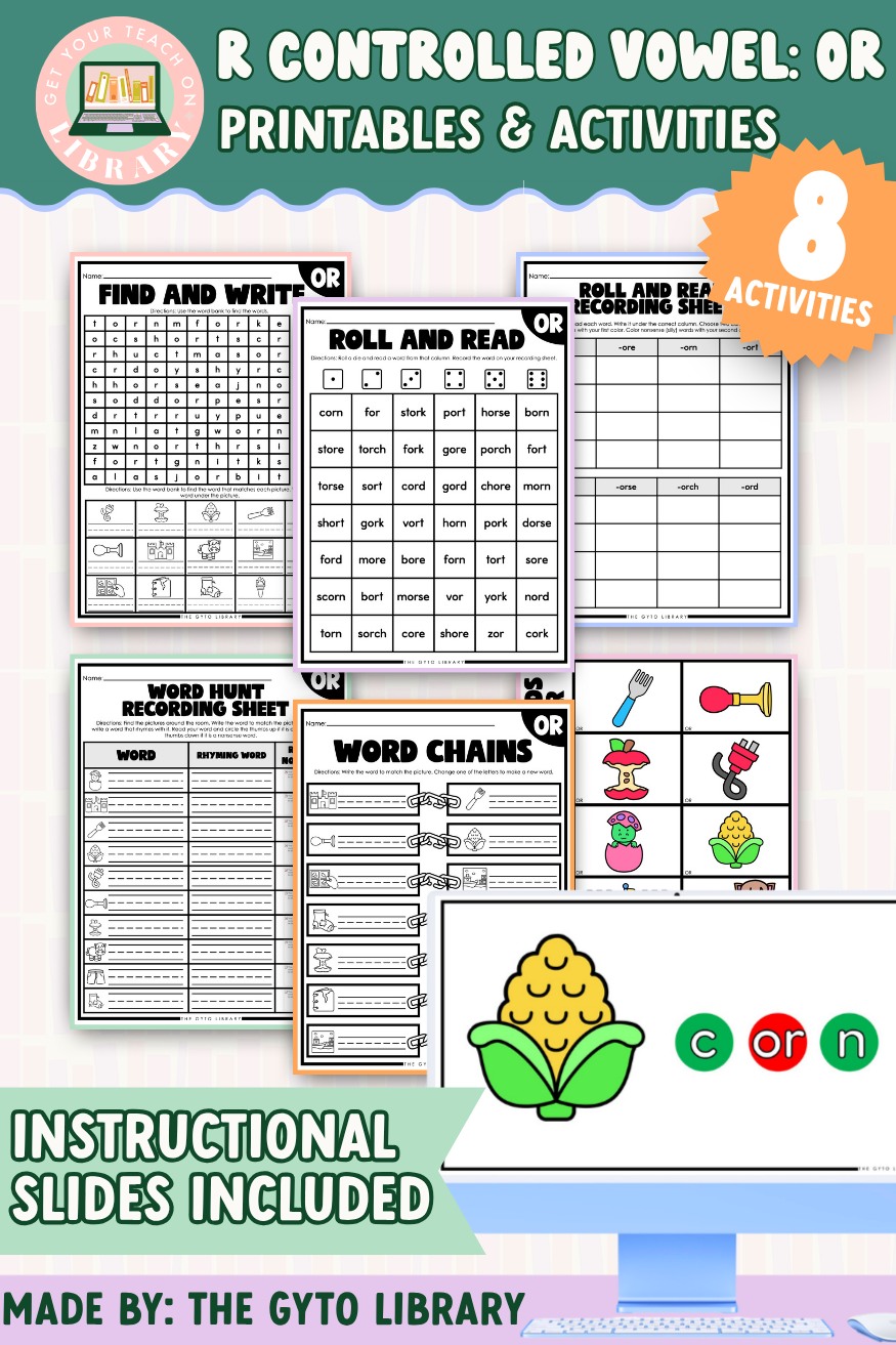 R Controlled Vowel OR Word Practice | Supplemental Phonics Activities for Decoding & Word Work