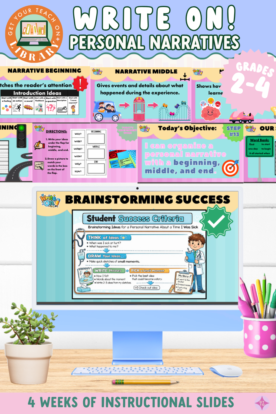 Write On! 2nd & 3rd Grade for Personal Narrative Instructional Slides