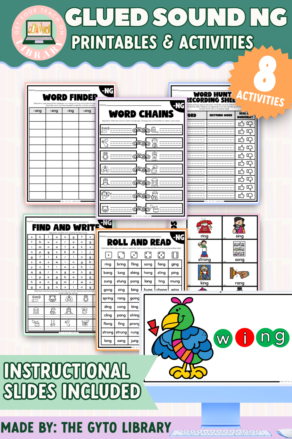 NG Glued Sound Word Work: Phonics Decoding & Fluency – printable phonics resource for grades K–2 by Get Your Teach On