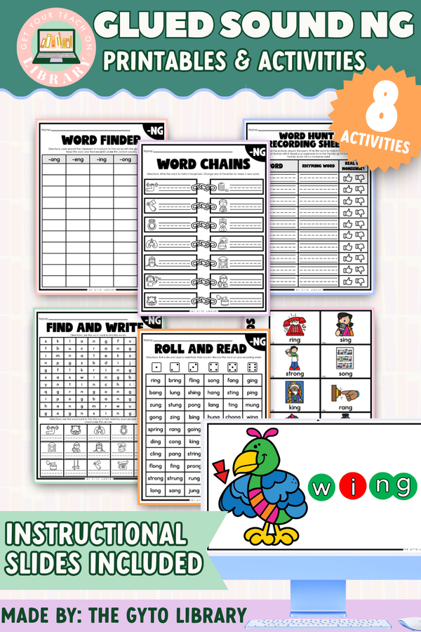 NG Glued Sound Word Work: Phonics Decoding & Fluency – printable phonics resource for grades K–2 by Get Your Teach On