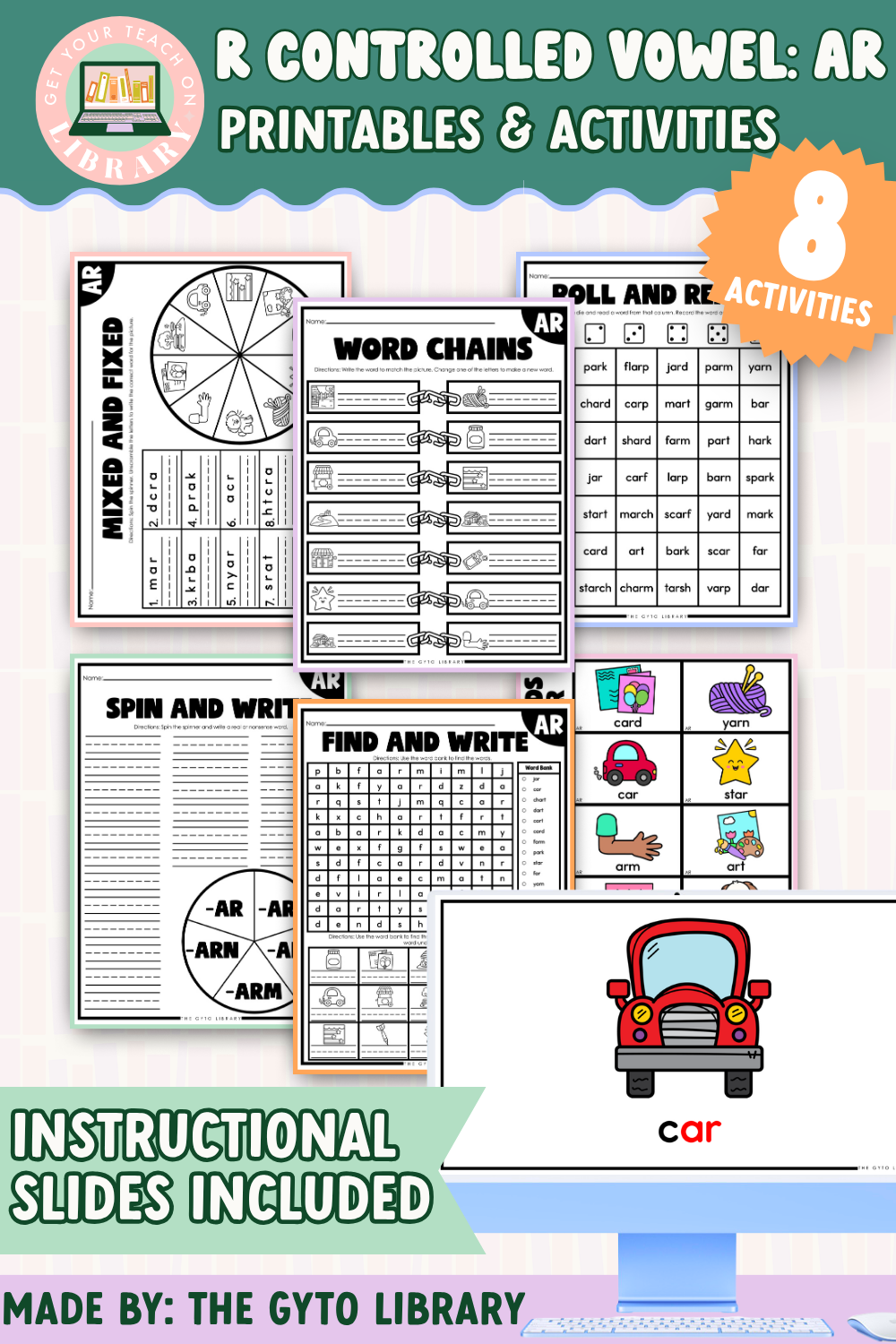 R Controlled Vowel AR Word Practice | Supplemental Phonics Activities for Decoding & Word Work