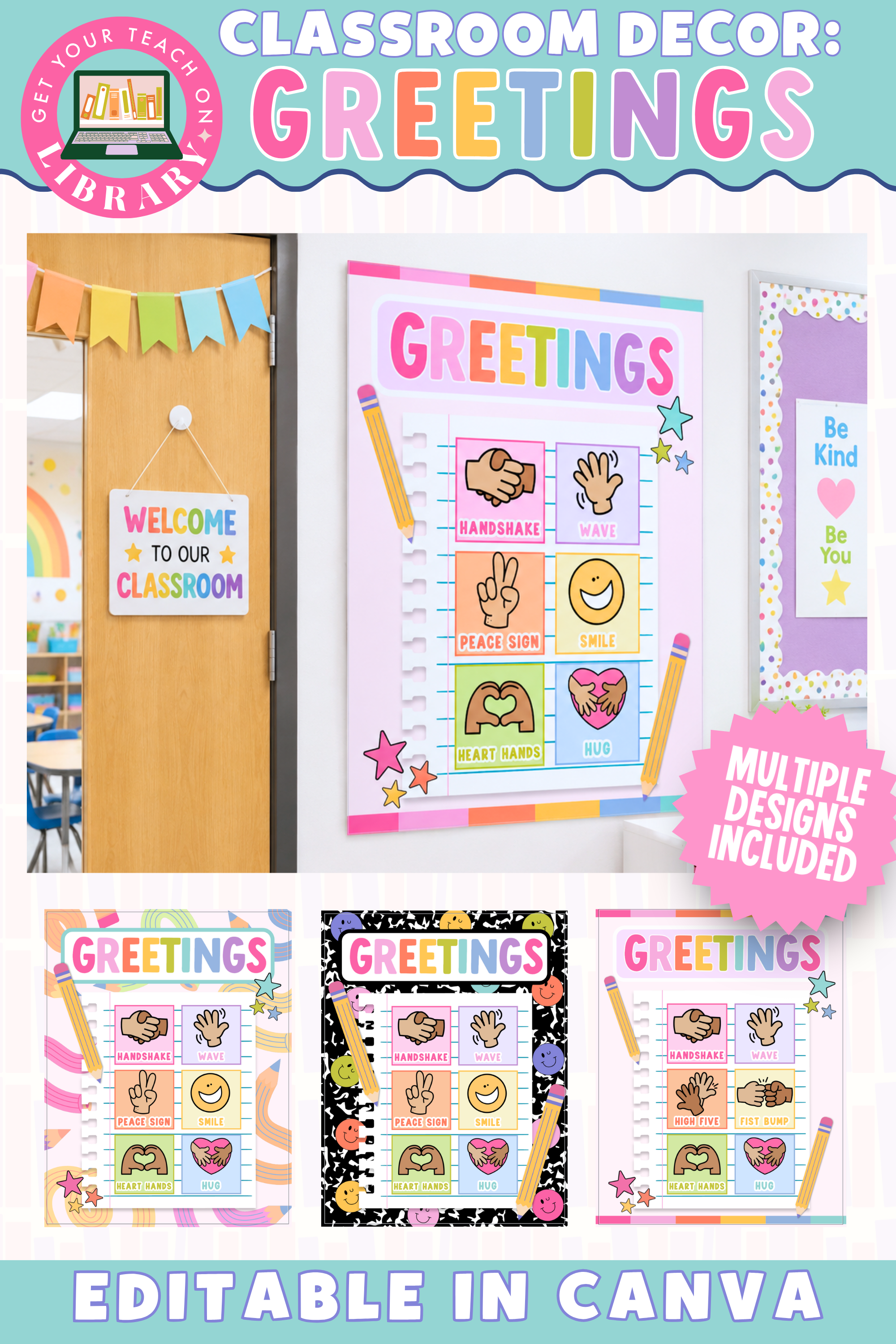 GYTO Classroom Decor: Morning Classroom Greetings| Bright Classroom Decor
