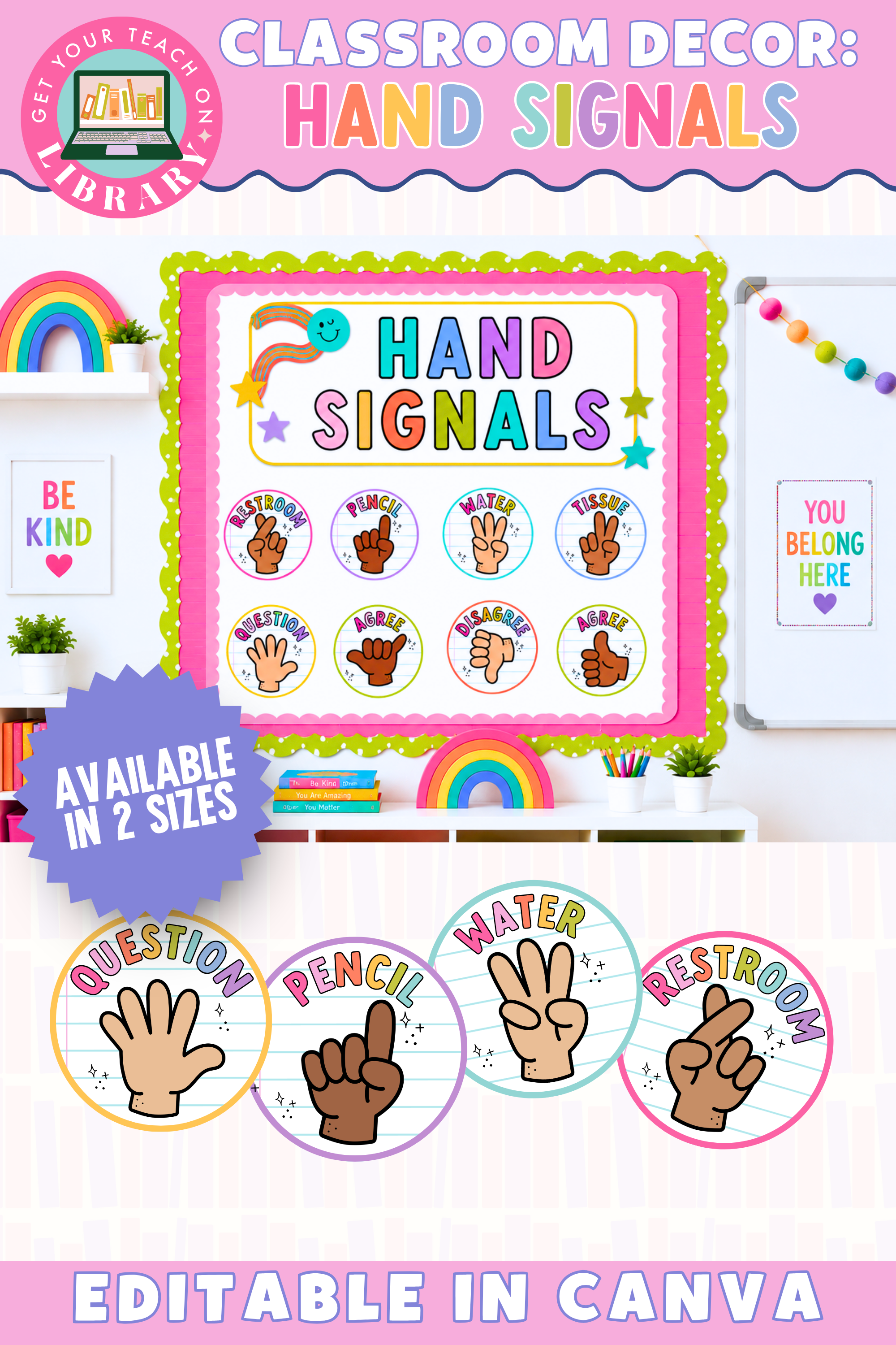 GYTO Classroom Decor: Hand Signals | Bright Classroom Decor