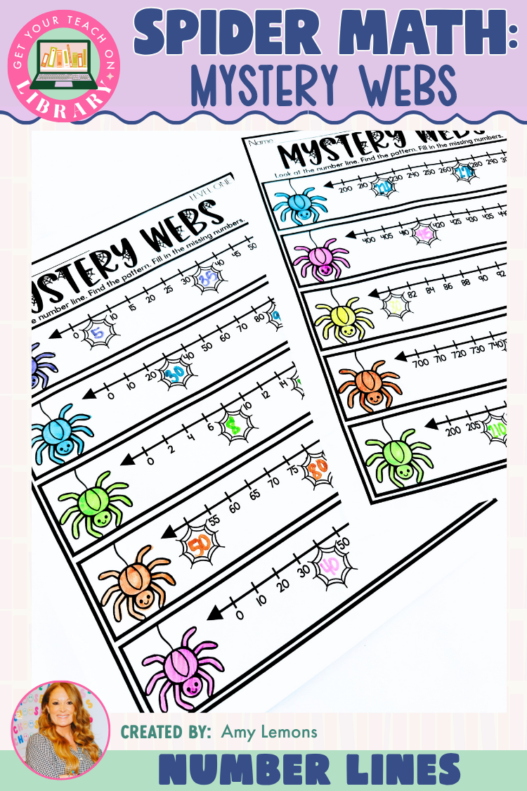 Mystery Webs Number Lines | Skip Counting & Missing Numbers | Spider Math