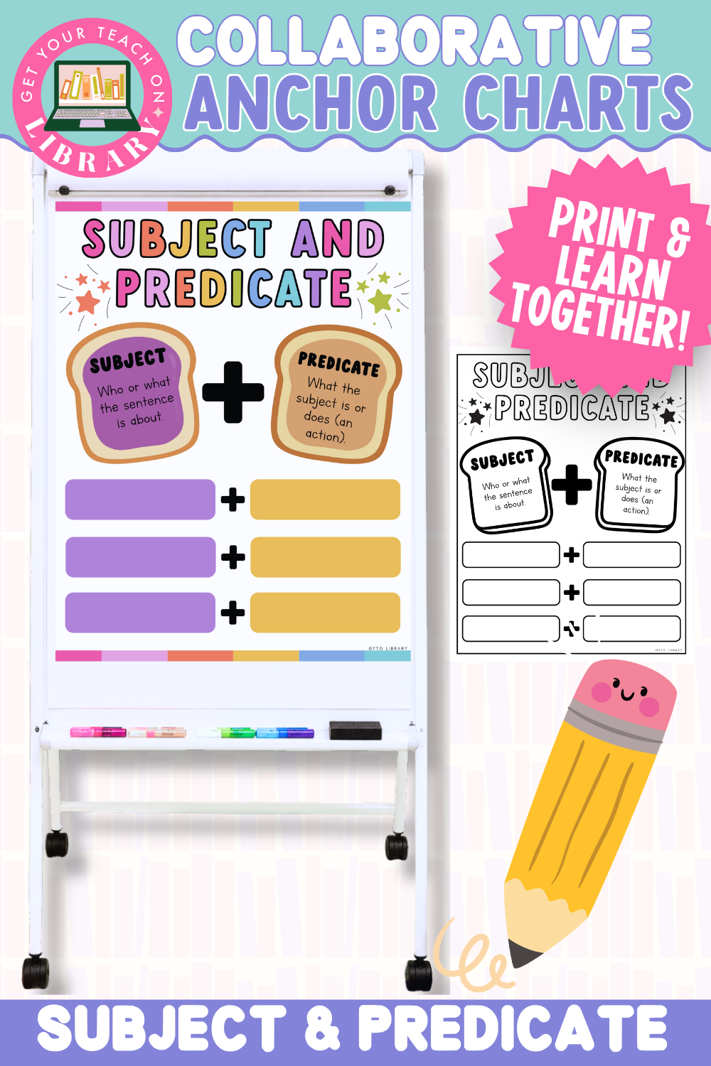 Collaborative Anchor Charts for Subject and Predicate | Editable Writing Poster Templates