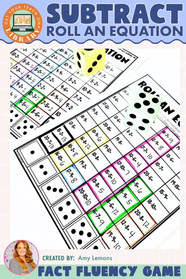 Roll an Equation Subtraction Game | Fact Fluency Race to the Top