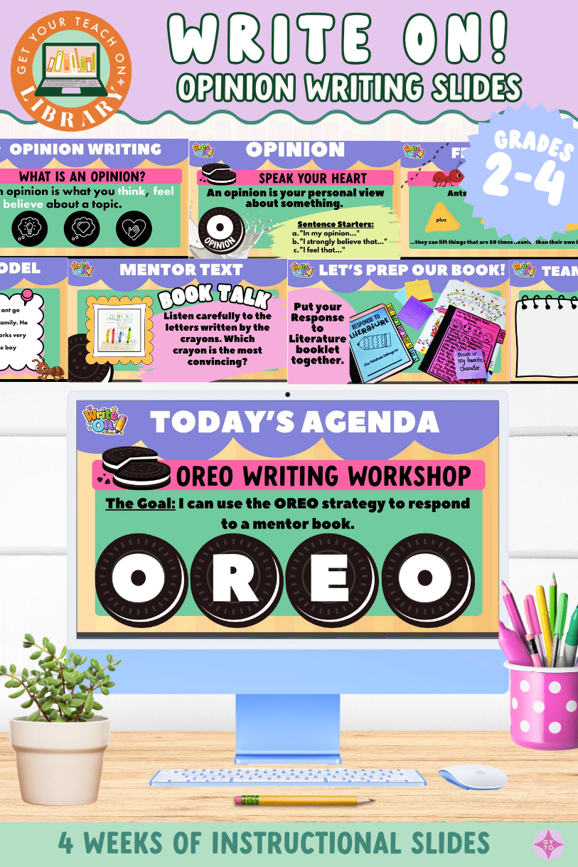 Write On! 2nd & 3rd Grade for Opinion Writing Instructional Slides