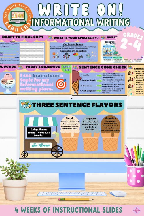 Write On! 2nd & 3rd Grade for Informational & Paragraph Writing Instructional Slides