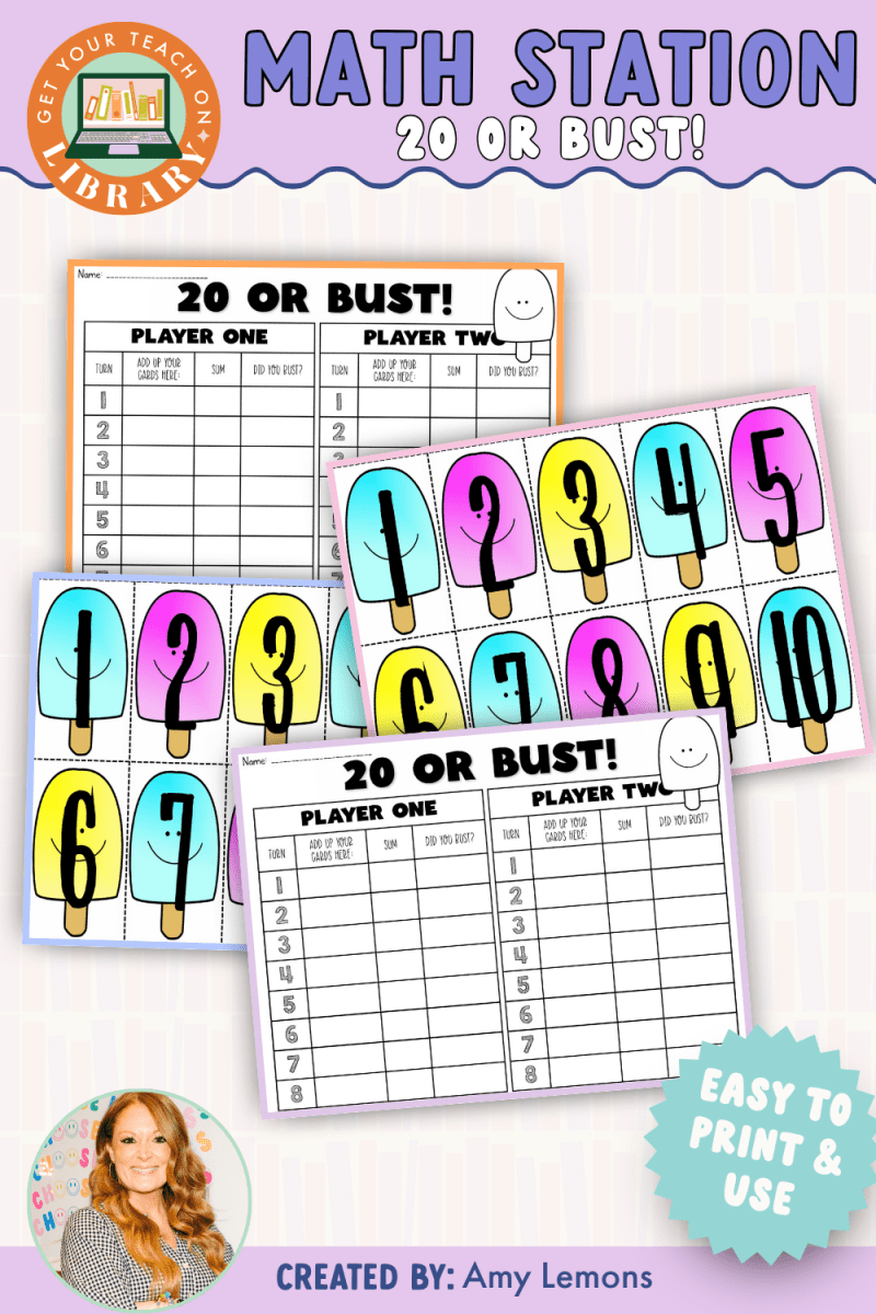 Addition Math Station: 20 or Bust Card Game - Shop GYTO - Get Your Teach On