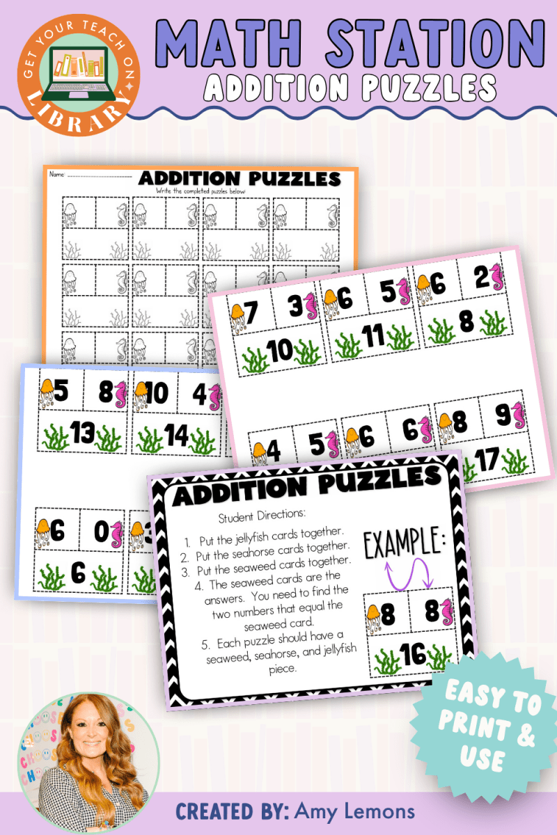 Addition Math Station: Addition Puzzles - Shop GYTO - Get Your Teach On