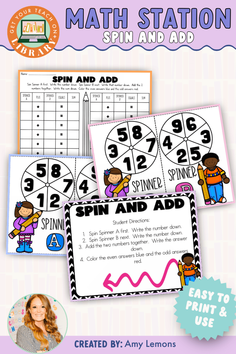 Addition Math Station: Spin and Add to Find the Answer - Shop GYTO - Get Your Teach On