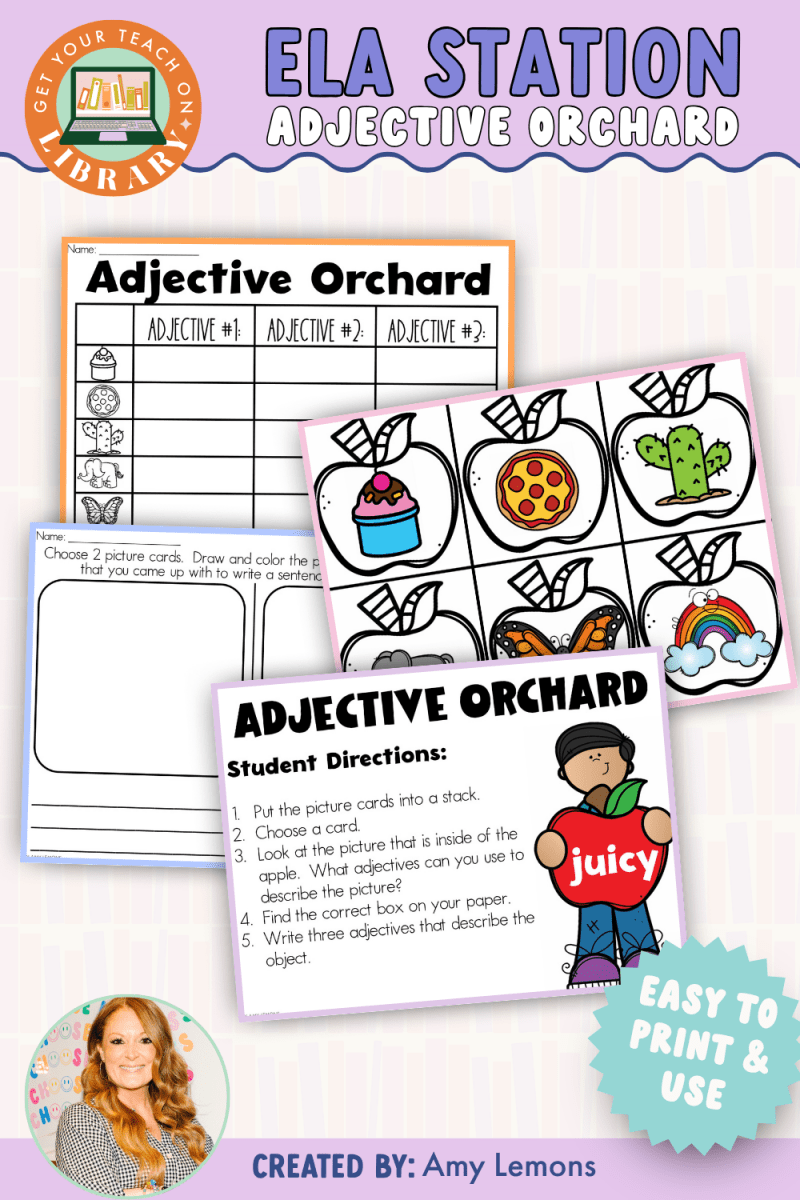 Adjective Literacy Station: Descriptive Writing with Adjective Orchard - Shop GYTO - Get Your Teach On