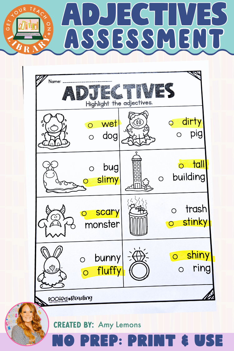 Adjectives Assessment | Highlight the Adjectives Grammar Check - Shop GYTO - Get Your Teach On