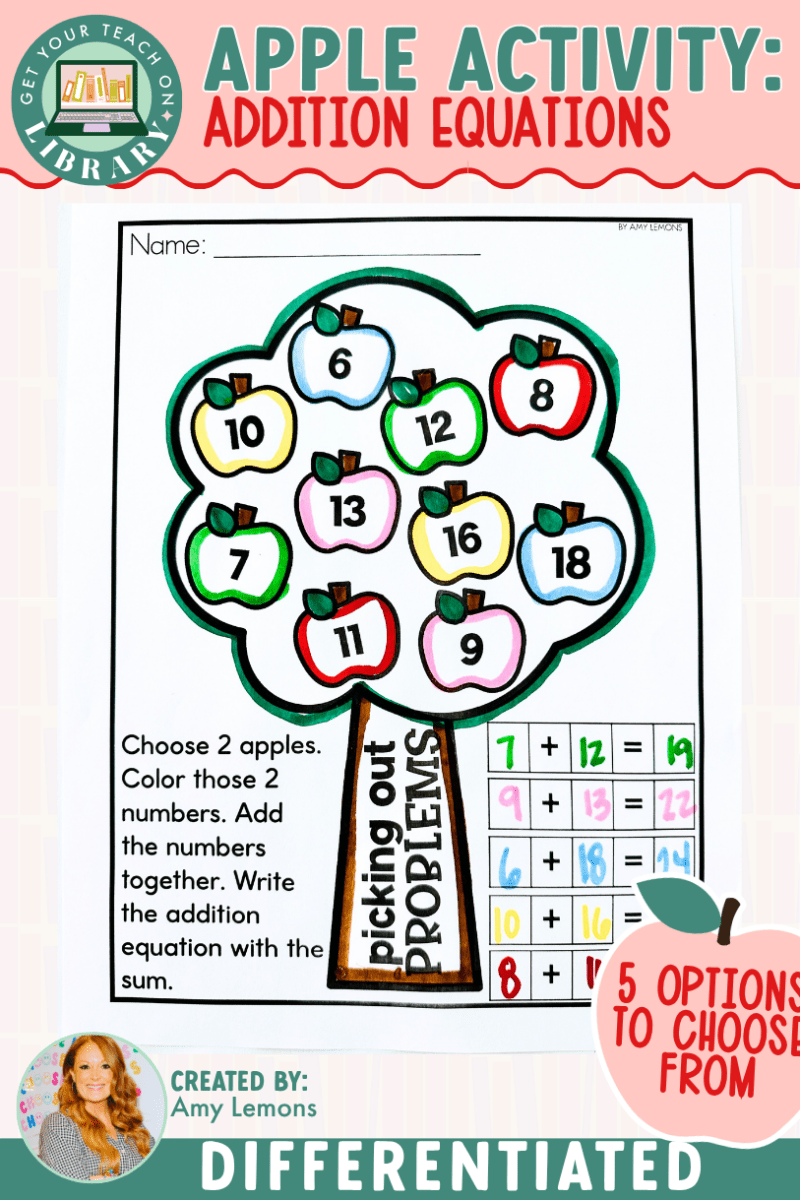 Apple Math Activity: Apple Addition Activity | Picking Out Addition Problems - Shop GYTO - Get Your Teach On