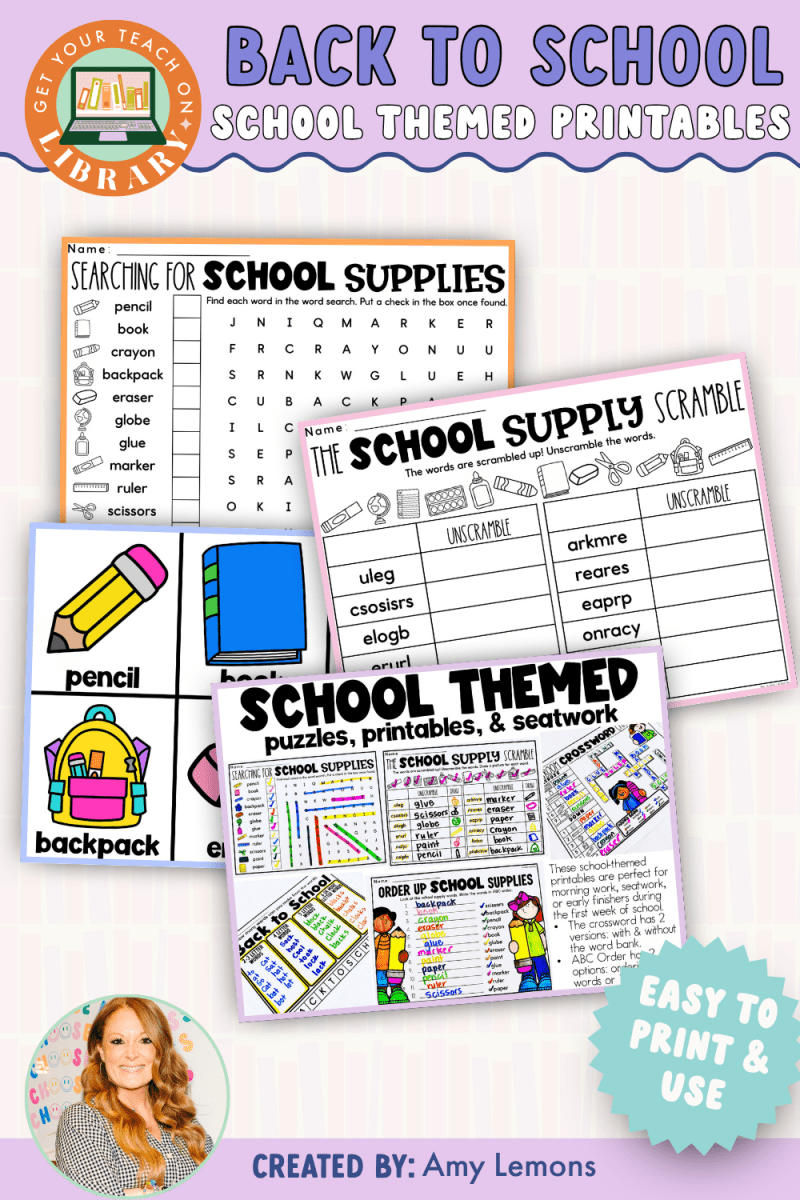 Back to School Activity: School Supply Themed Printables - Shop GYTO - Get Your Teach On