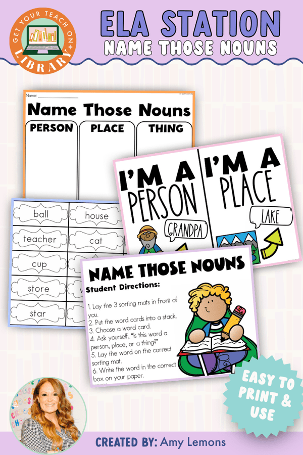Back to School Grammar Station: Noun Writing Activity – writing resource by Amy Lemons and Get Your Teach On
