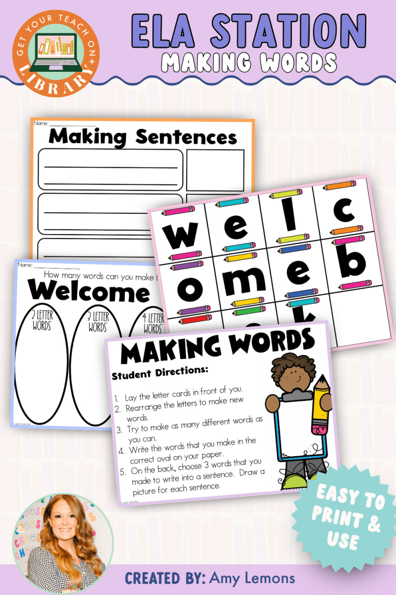 Back to School Making Words Station: Writing Words and Sentences - Shop GYTO - Get Your Teach On