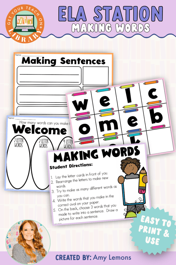 Back to School Making Words Station: Writing Words and Sentences – writing resource by Amy Lemons and Get Your Teach On