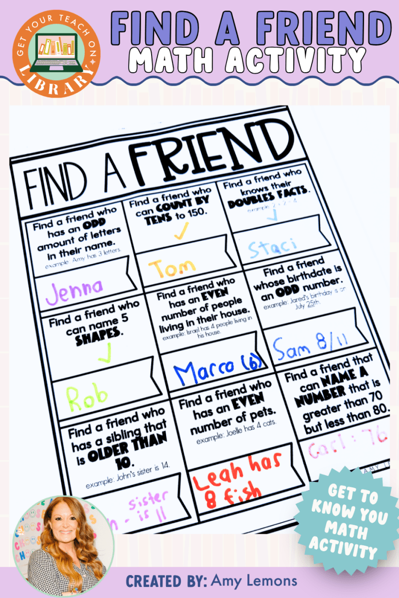 Back to School Math Activity: Find a Friend Ice Breaker - Shop GYTO - Get Your Teach On