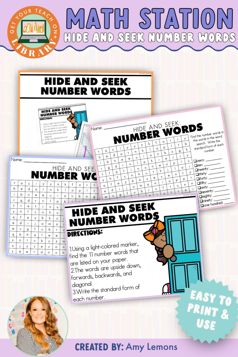 Back to School Math Station: Find and Seek Number Words - Shop GYTO - Get Your Teach On