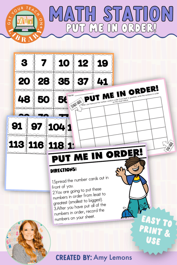 Back to School Math Station: Put Me in Order! – printable math resource for grades 2–3 by Amy Lemons and Get Your Teach On
