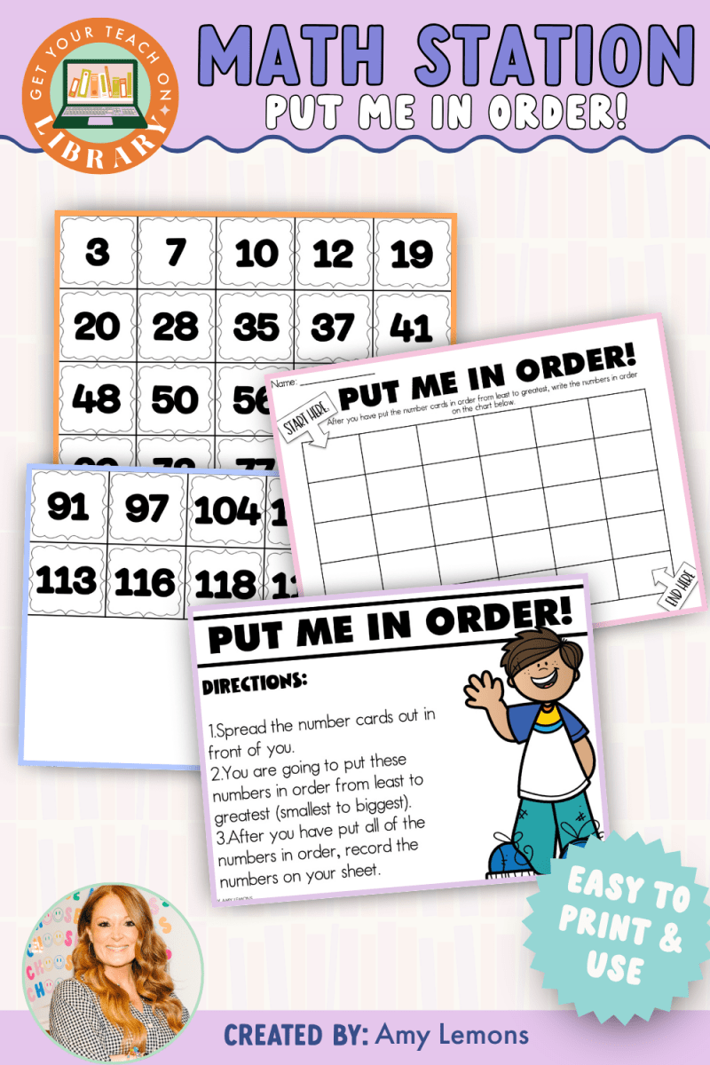 Back to School Math Station: Put Me in Order! - Shop GYTO - Get Your Teach On