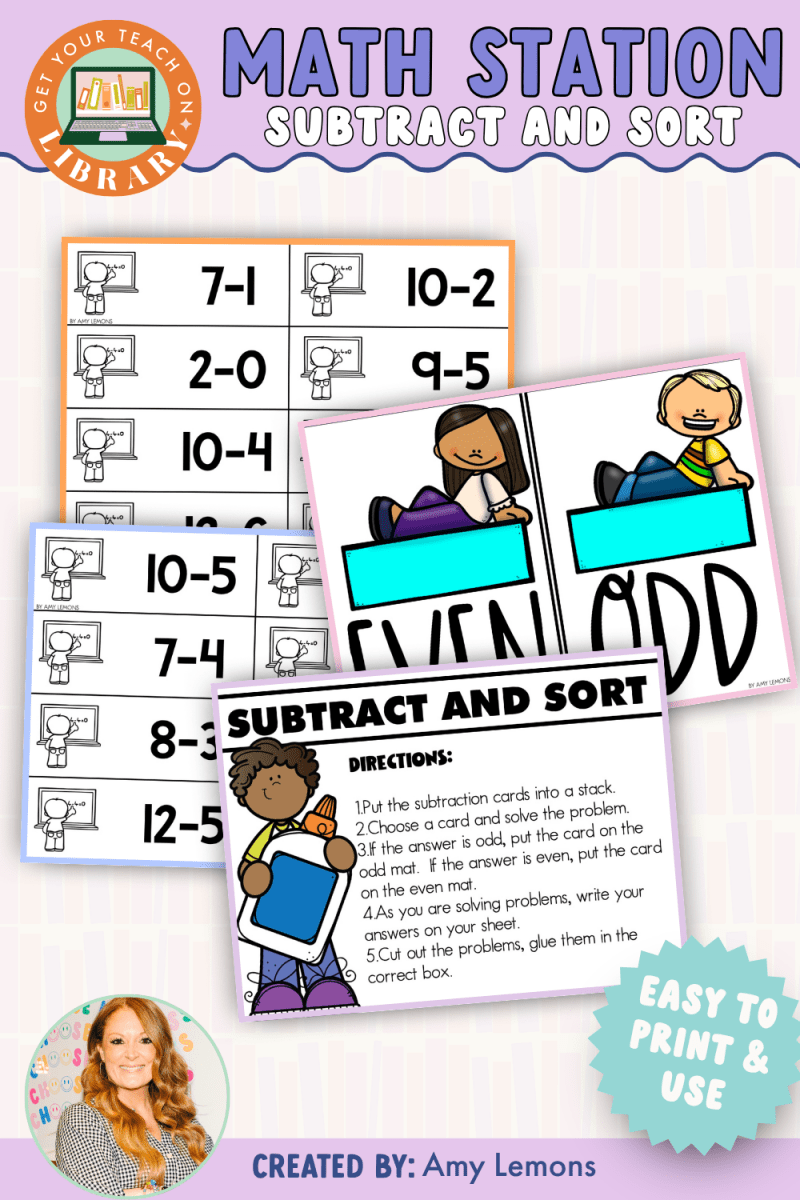 Back to School Math Station: Subtract and Sort - Shop GYTO - Get Your Teach On