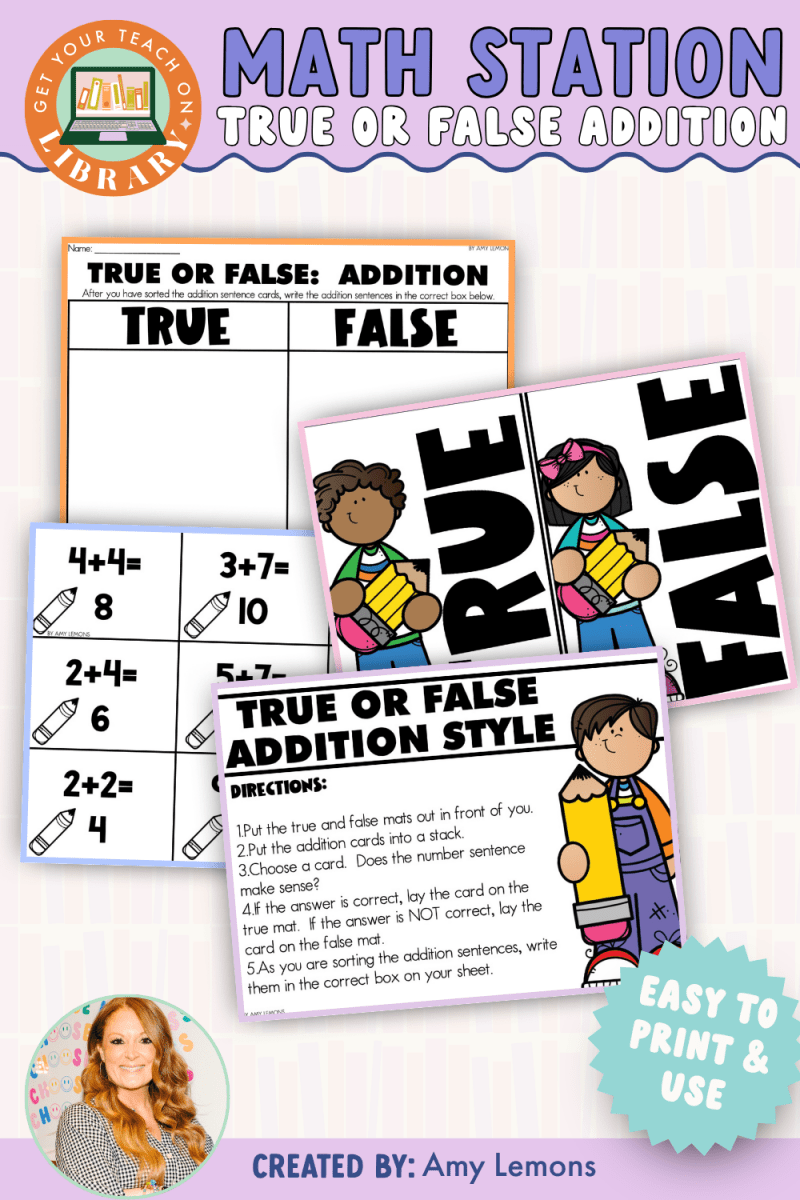 Back to School Math Station: True or False Addition Style - Shop GYTO - Get Your Teach On