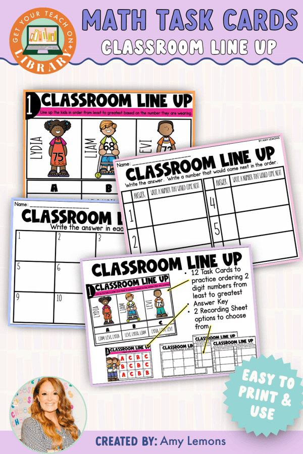 Back to School Math Task Cards: Classroom Line Up for Number Order – math resource by Amy Lemons and Get Your Teach On