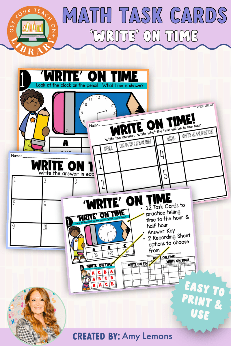 Back to School Math Task Cards: 'Write' on Time - Shop GYTO - Get Your Teach On
